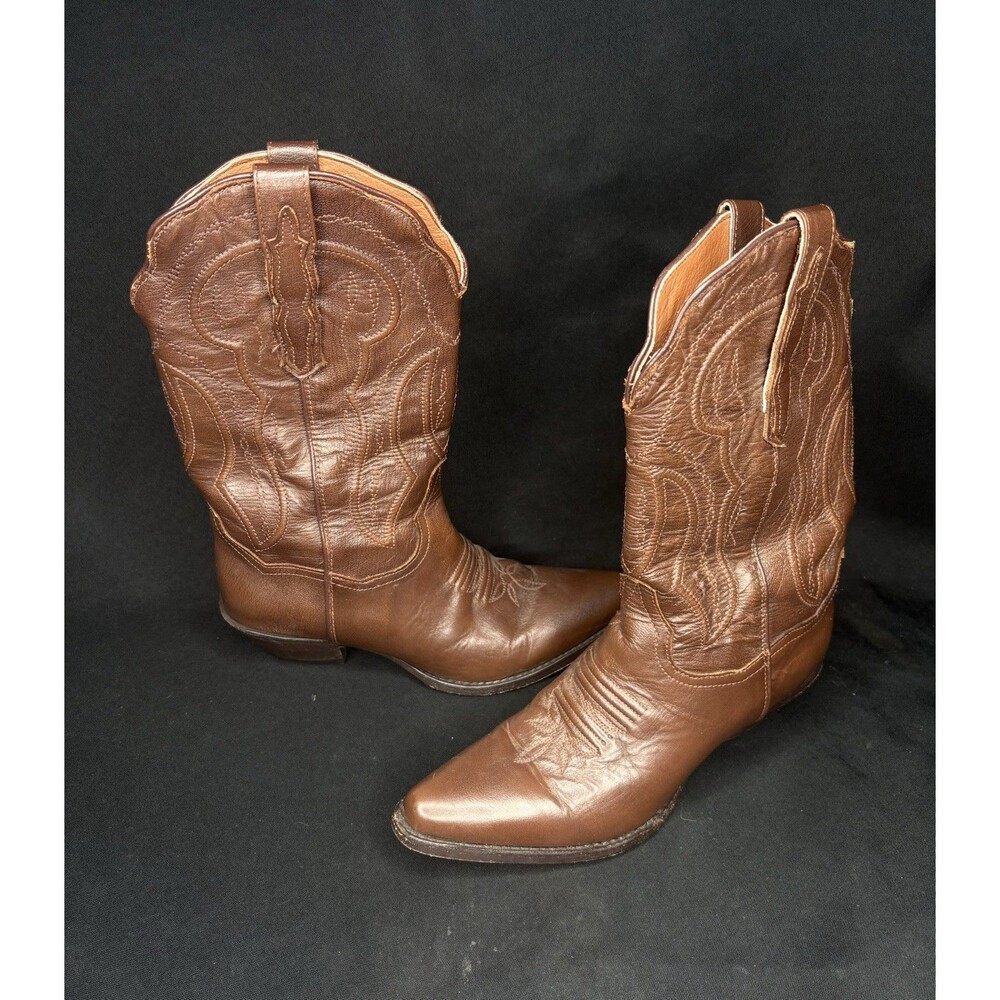 Dan Post Reddish Brown Leather Cowgirl Western Boots DP 4323 Size 7.5 M